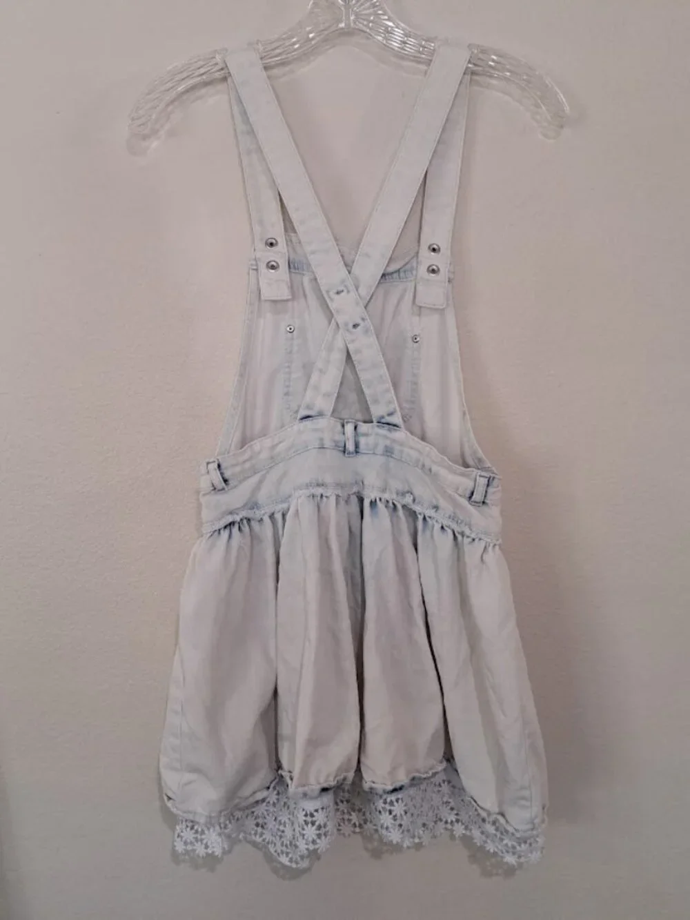 Girls Acid Wash Jordache Y2K overall skirt girls Large‎ flower lace